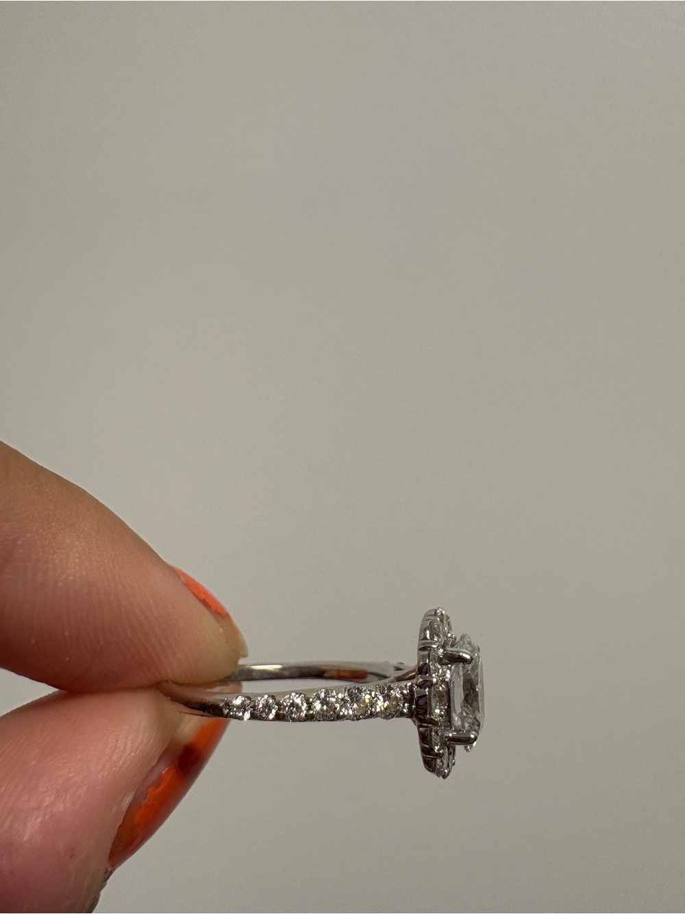 Elegant Silver Lab Diamond Engagement Ring - Picture 6 of 13